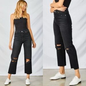 ÉTICA Tyler Boy Distressed Straight Ankle Raw Ziggy Denim Jeans